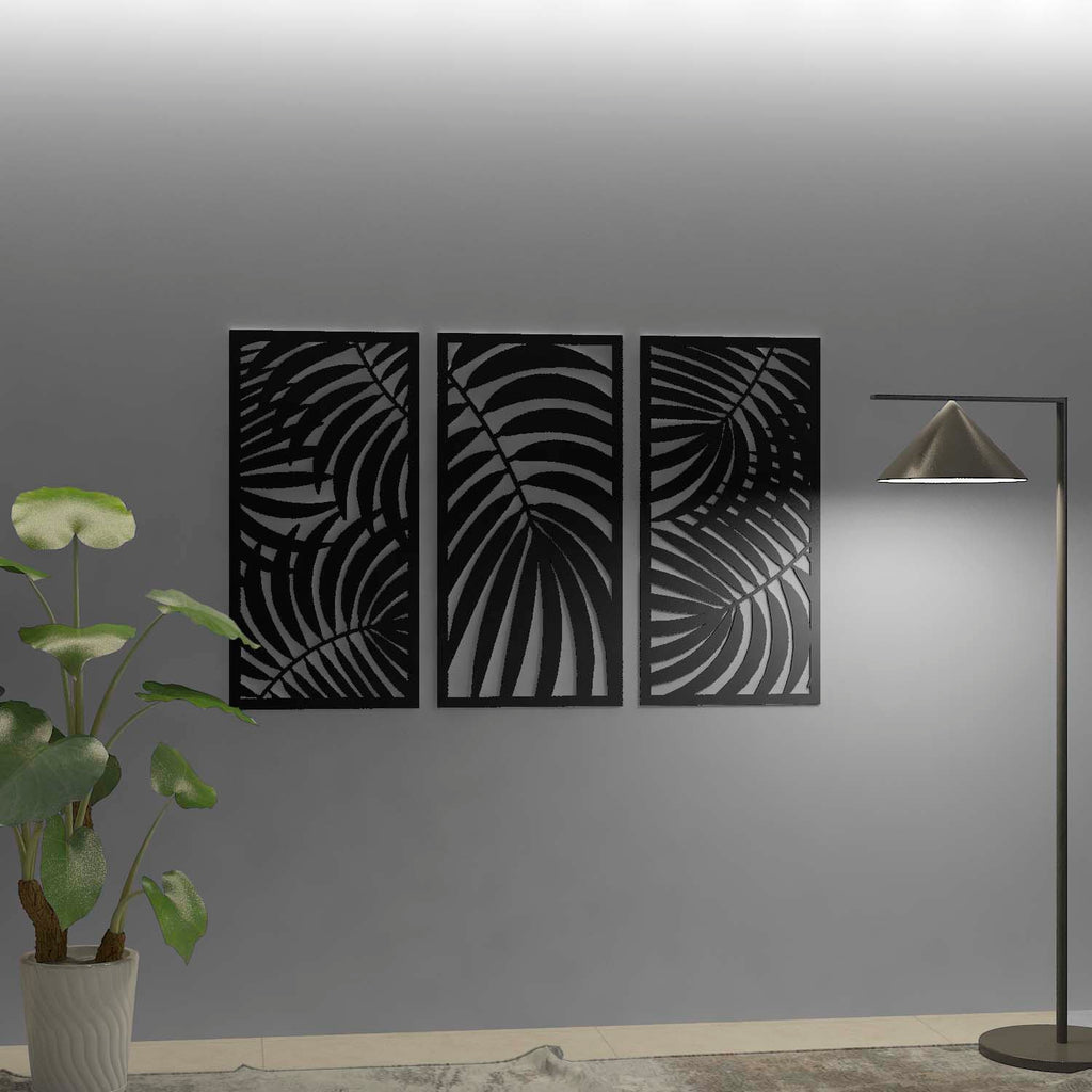 Triptych Palm Leaf 3D Wall Art