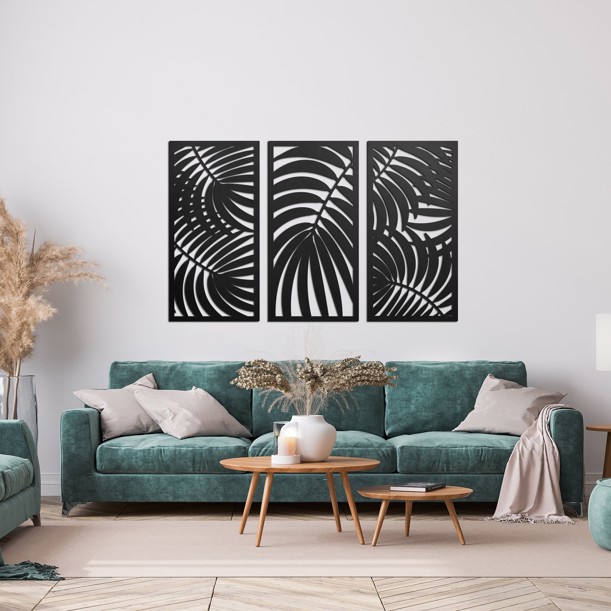 Triptych Palm Leaf 3D Wall Art