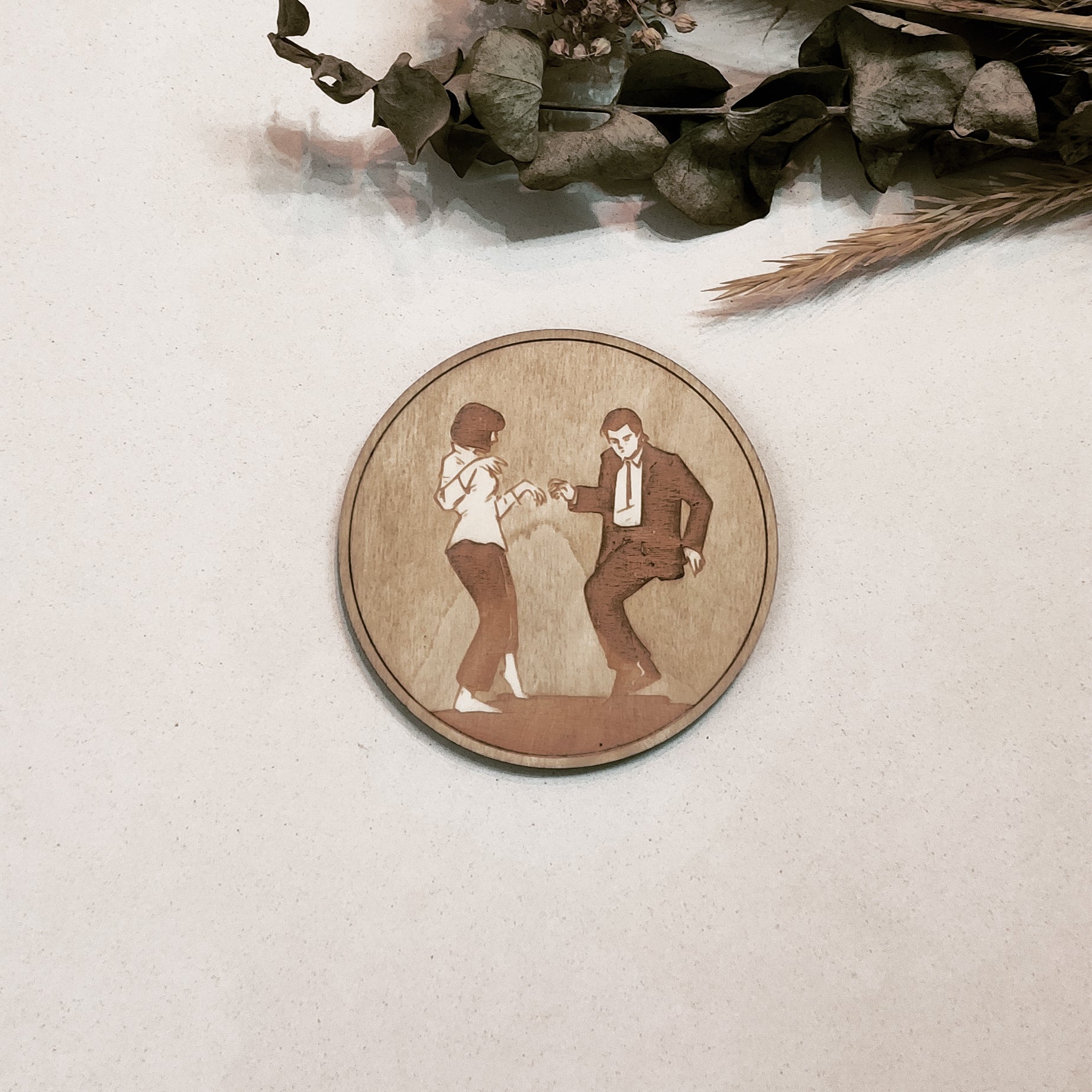 Set of 6 Pulp Fiction Wooden Coasters - Handmade Gift - Housewarming - Wood Kitchenware